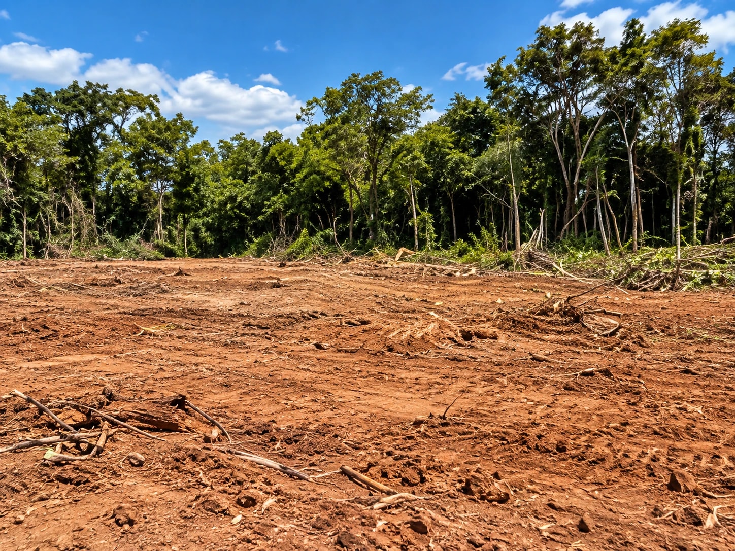 Terreno limpo e preparado para uma obra