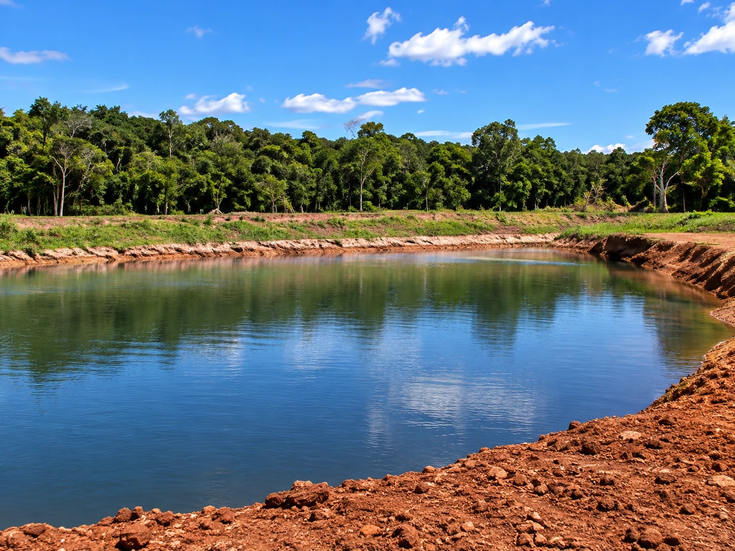 Açude escavado em área verde