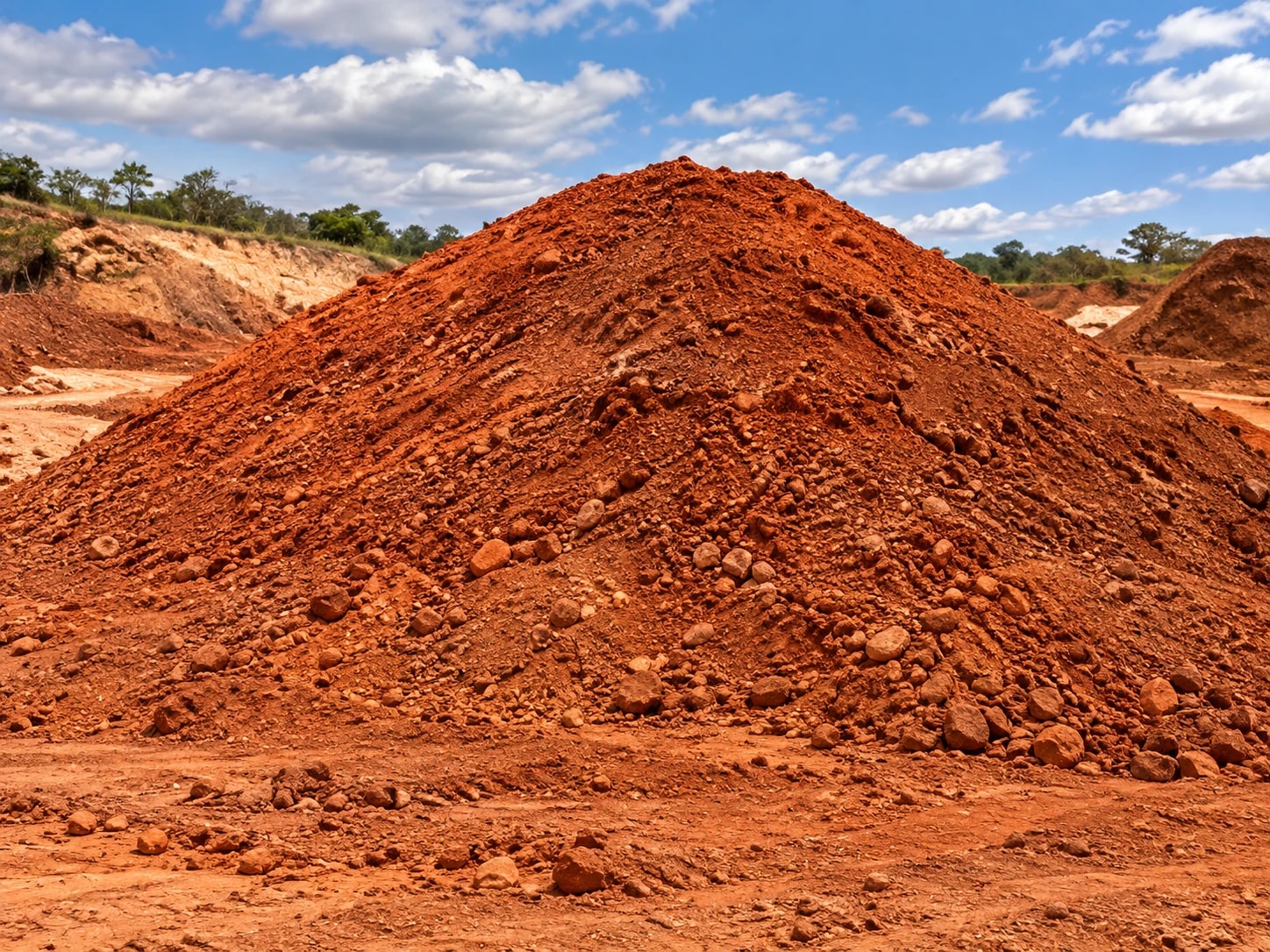 Pilha de saibro em área de construção